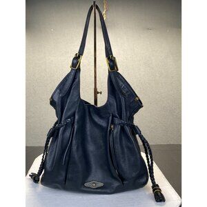 Elliott Lucca Sintra Hobo Black Pebbled Leather Shoulder Bag,Double Straps,Lined